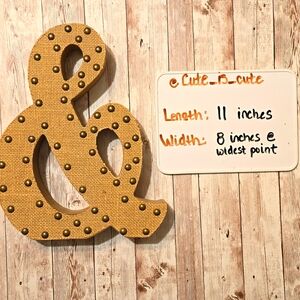 Wooden Burlap Studded Ampersand Wall Shelf Home Decor - 2.75lbs & 11x8x2